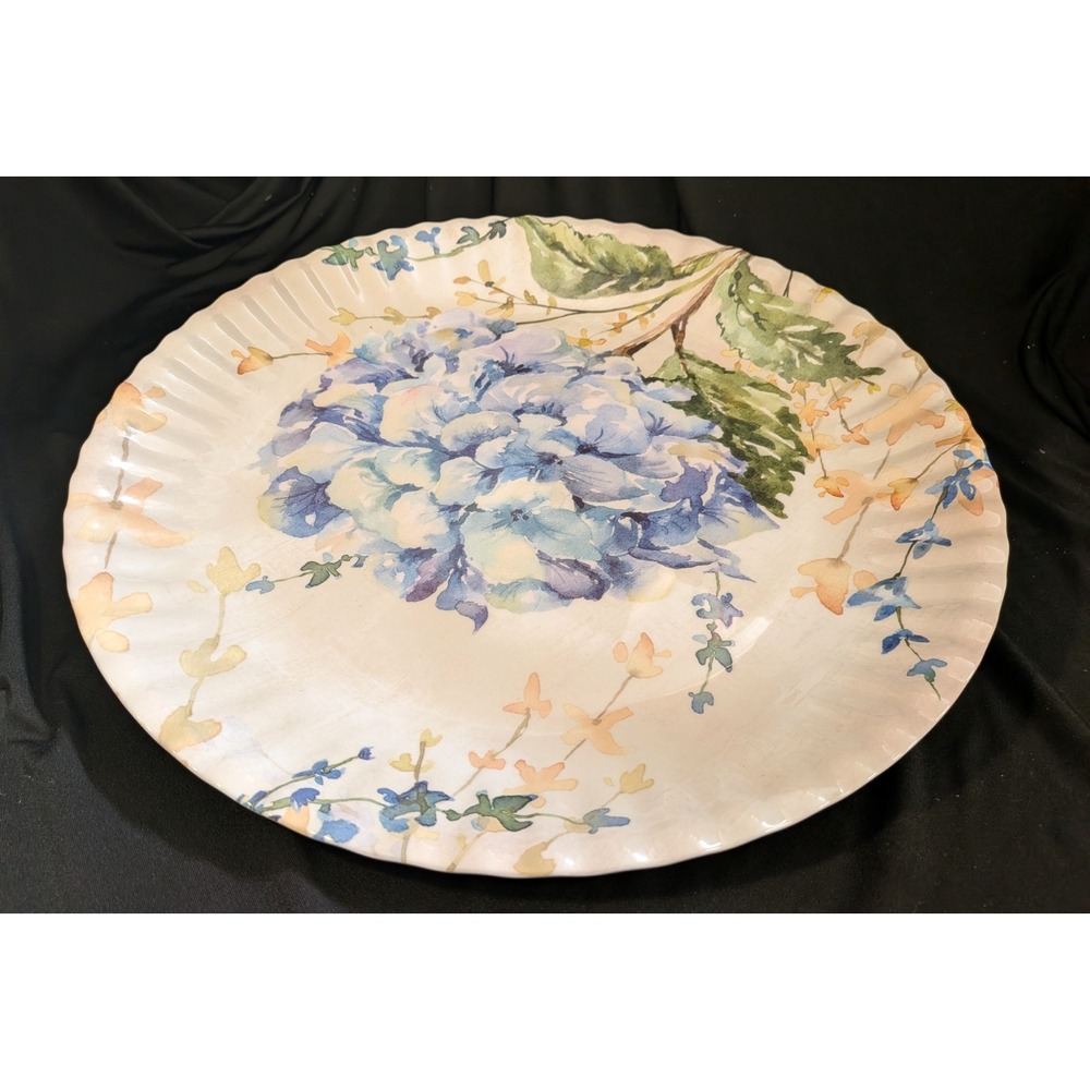 Hydrangea‎ Serving Tray Scallop Melamine Purple  NEW